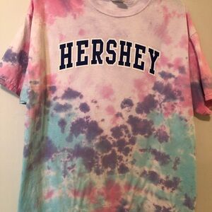 HERSHEY Tie-Dye Short Sleeve Tee in Pastel Pink & Blue